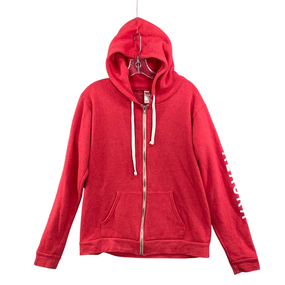 Vintage‎ Alaska Zip Up Hoodie Womens Medium Red Embroidered Wildflower Made USA